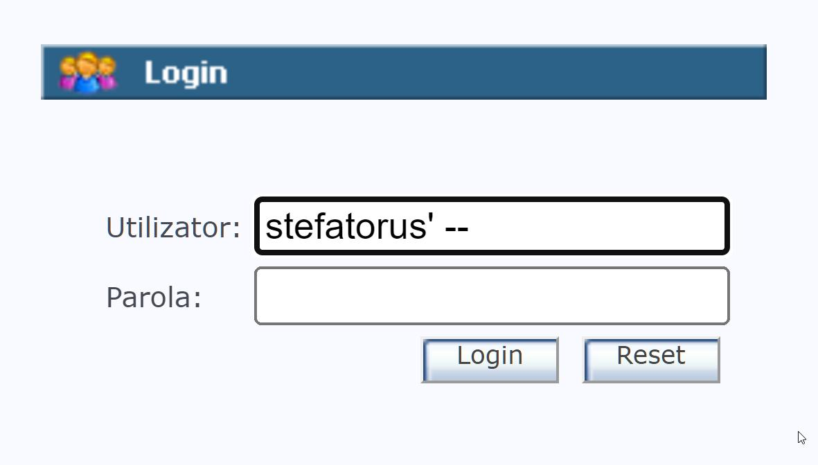 The legacy login system of the Official Monitor, vulnerable to SQL Injection