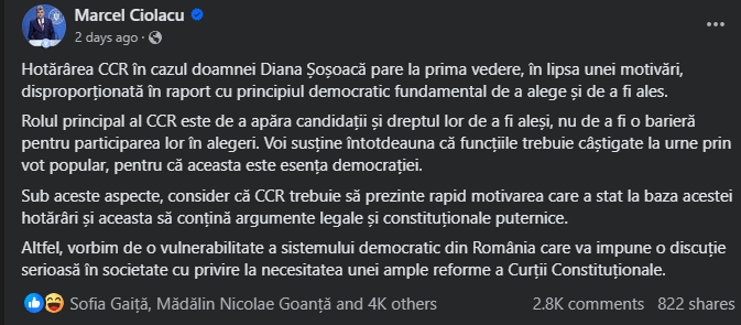 Marcel Ciolacu condemns the decision of the Constitutional Court on 06.10.2024, prior to the reasoning of the ruling.