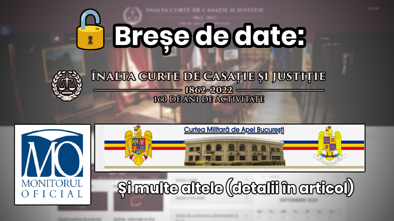 The justice system, vulnerable to hacking. The Official Monitor, High Court of Cassation and Justice, and many others, breached.